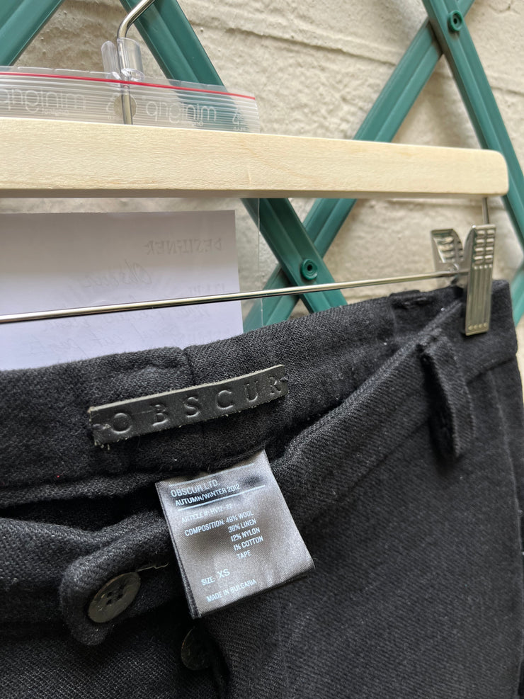 (New Arrival) OBSCUR - Linen and wool blend pants with spiral frayed seam