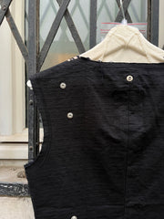 (New Arrival) UNDERCOVER - FW03 "Paper Doll" Printed wool vest with snap buttons