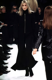 ANN DEMEULEMEESTER - FW96 Mohair and alpaca wool maxi length coat with tonal square pattern (runway)