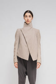 RICK OWENS - FW02 "SPARROWS" Wool and cashmere winter jacket with ribbed sleeves (runway)