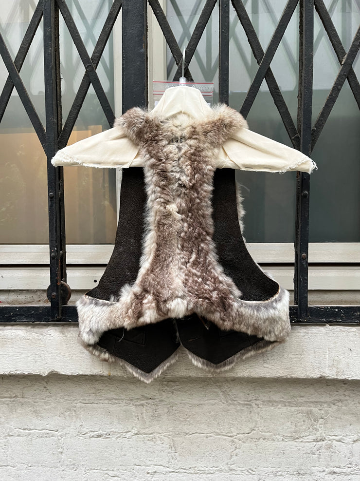 (New Arrival) L.G.B - Rabbit fur and leather reversible vest