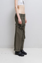 JUNYA WATANABE - FW06 Cotton+wool military low crotch wide pants with belt (runway)