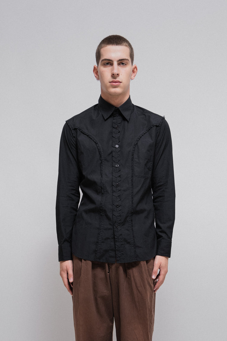Yohji Yamamoto POUR HOMME　トリアセテートシャツ YOHJI YAMAMOTO POUR HOMME - FW13 Cotton shirt with cutouts – L'OBSCUR