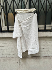 (New Arrival) ANN DEMEULEMEESTER - SS99 Painted linen wrap up skirt