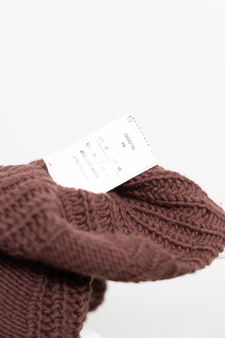 RICK OWENS - FW14 "MOODY" Virgin wool thick knitted hooded sweater