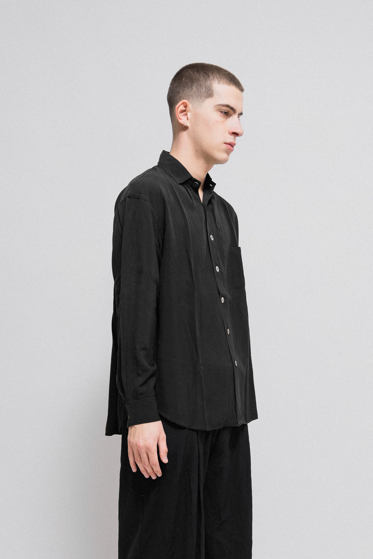 YOHJI YAMAMOTO POUR HOMME - Large rayon shirt with pearly buttons