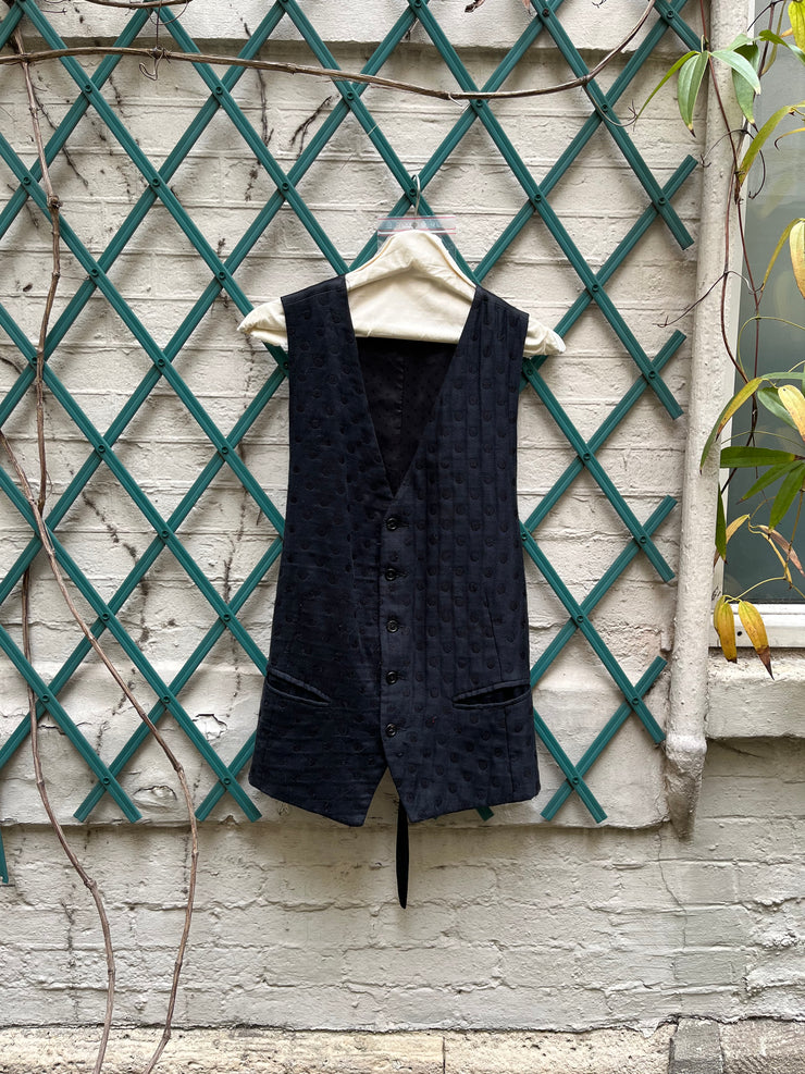 (New Arrival) ANN DEMEULEMEESTER - FW07 Silk and cotton vest with textured dot pattern