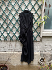 (New arrival) RICK OWENS - SS06 « TUNGSTEN » Cotton draped maxi dress with silk lapels (runway)