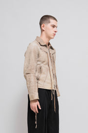 ANN DEMEULEMEESTER - FW02 Leather rider jacket with front straps