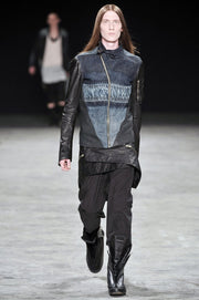 RICK OWENS - SS10 « RELEASE » Lamb leather jacket with gradient denim panels (runway)