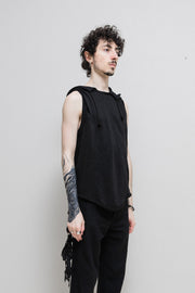 YOHJI YAMAMOTO POUR HOMME - SS19 Linen and cotton sleeveless hoodie