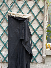 (New Arrival) ANN DEMEULEMEESTER - Soft leather maxi wrap up patchwork skirt