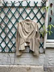 (New Arrival) RICK OWENS - FW05 "MOOG" Cream lamb leather jacket with back pleats and elongated sleeves (runway)