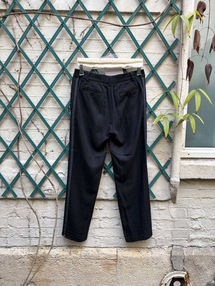 (New Arrival) ANN DEMEULEMEESTER BLANCHE - Wool blend pants with leg pearl embroidery (reedition of spring 2000)