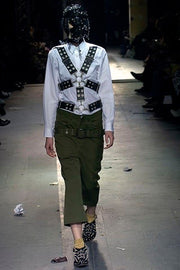 JUNYA WATANABE - FW06 Cotton+wool military low crotch wide pants with belt (runway)