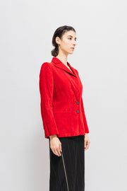 ANN DEMEULEMEESTER - FW96 Red velvet ribbed jacket