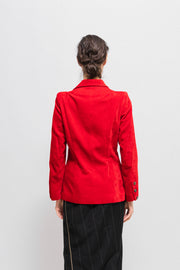 ANN DEMEULEMEESTER - FW96 Red velvet ribbed jacket