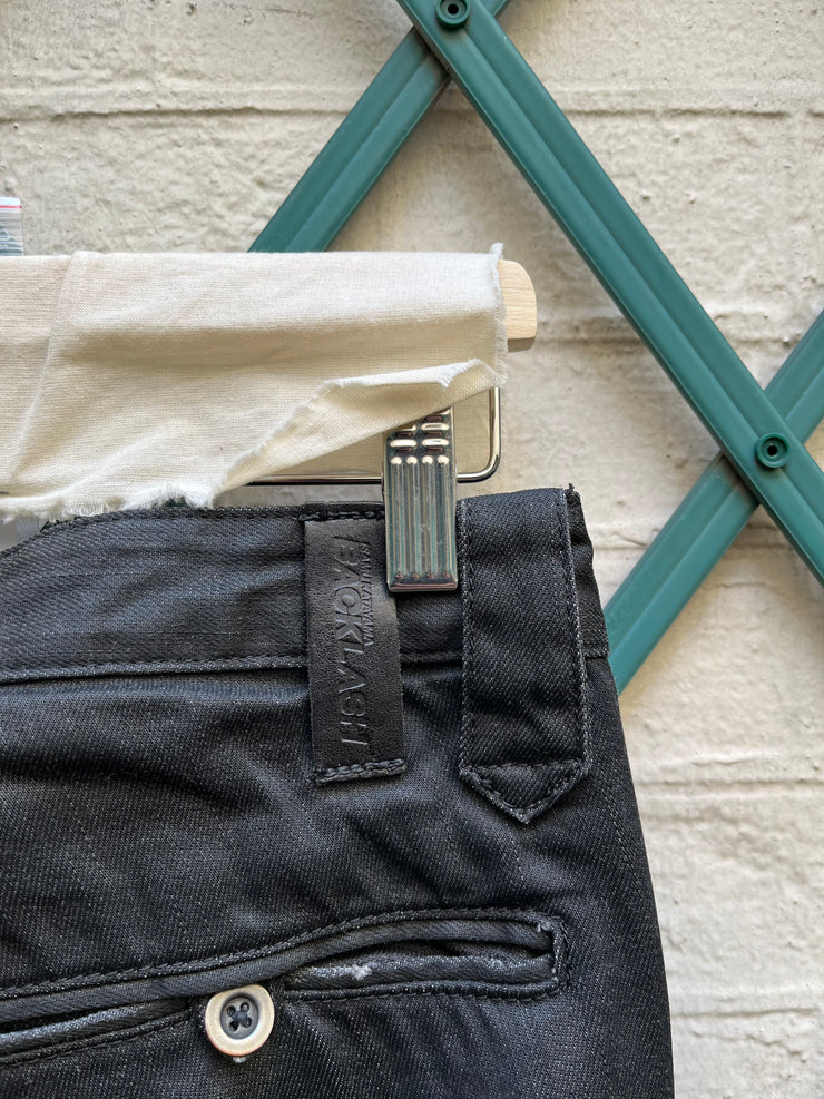 (New Arrival) ISAMU KATAYAMA BACKLASH - Waxed cargo pants with zippers