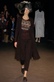 JUNYA WATANABE - SS05 Draped cotton jacket with floral embroideries and raw cut hems (runway)