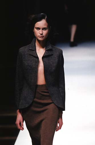 (New Arrival) YOHJI YAMAMOTO - FW98 Wool + linen open jacket with lapel slits (runway)