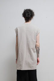 RICK OWENS DRKSHDW - Pearl grey sweater with raw cut sleeves