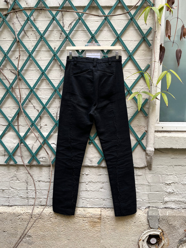 (New Arrival) OBSCUR - Linen and wool blend pants with spiral frayed seam
