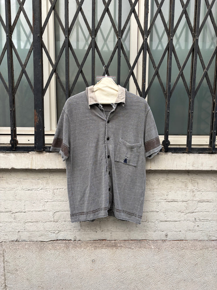 (New Arrival) KAPITAL - Cotton polo shirt with pattern and embroidery detail