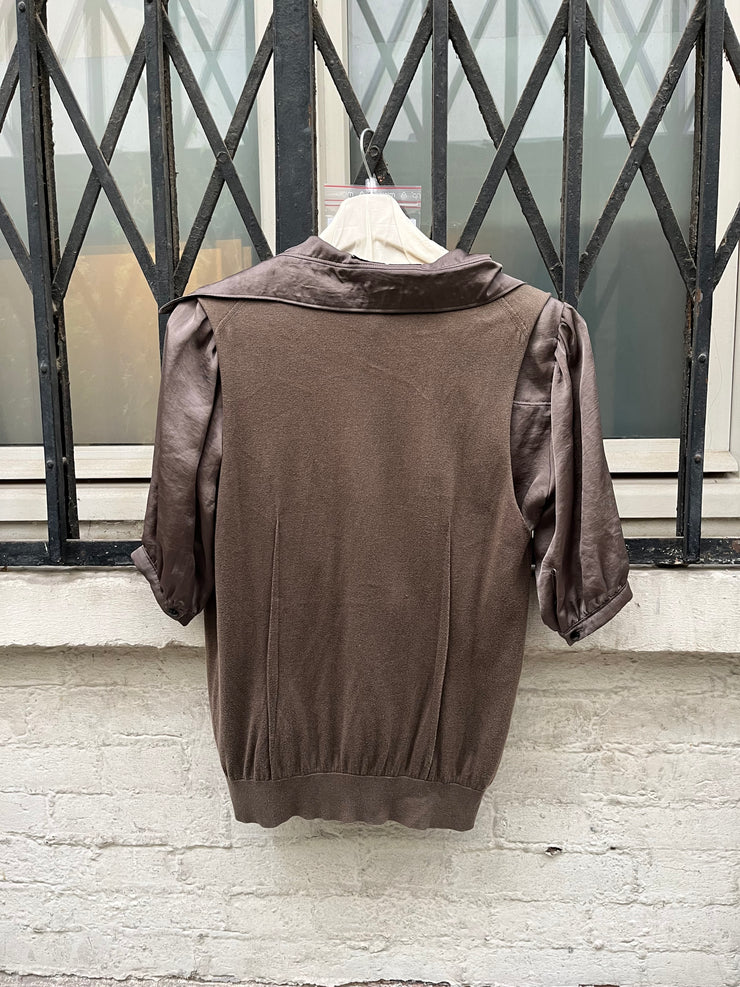 (New Arrival) UNDERCOVER - SS07 "Purple" double layer cotton blouse with pleated collar (runway)