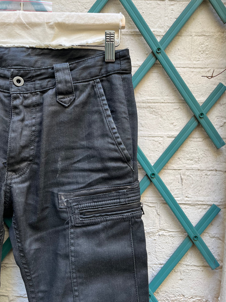 (New Arrival) ISAMU KATAYAMA BACKLASH - Waxed cargo pants with zippers