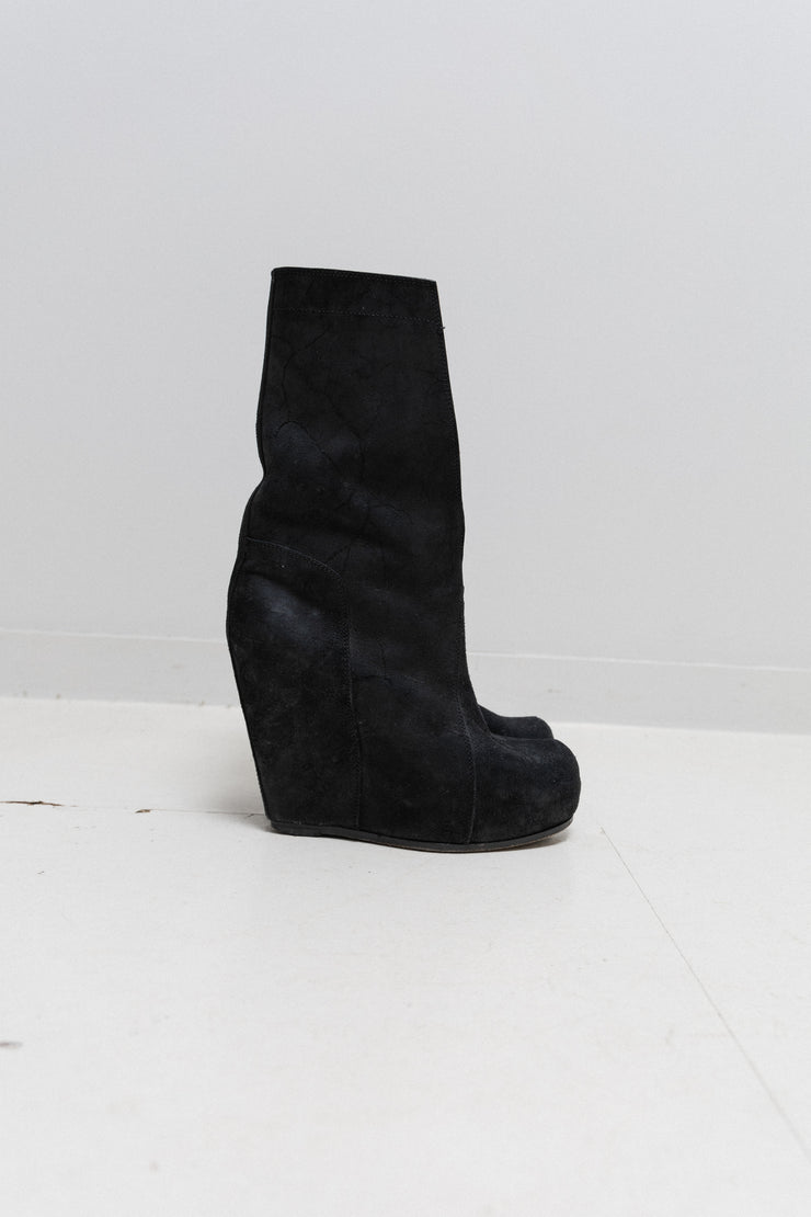 RICK OWENS - FW10 "GLEAM" High blistered wedge boots with front cutout