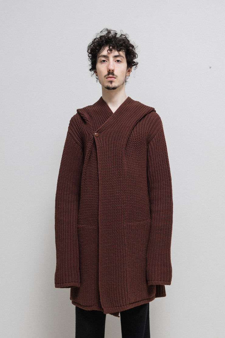 RICK OWENS - FW14 "MOODY" Virgin wool thick knitted hooded sweater