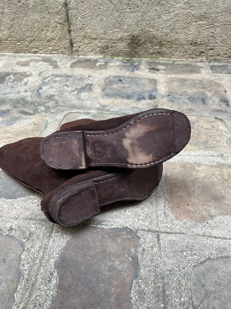 (New Arrival) CHRISTIAN PEAU - Suede leather back zip boots