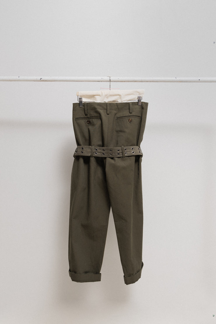 JUNYA WATANABE - FW06 Cotton+wool military low crotch wide pants with belt (runway)