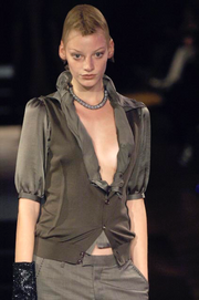 (New Arrival) UNDERCOVER - SS07 "Purple" double layer cotton blouse with pleated collar (runway)