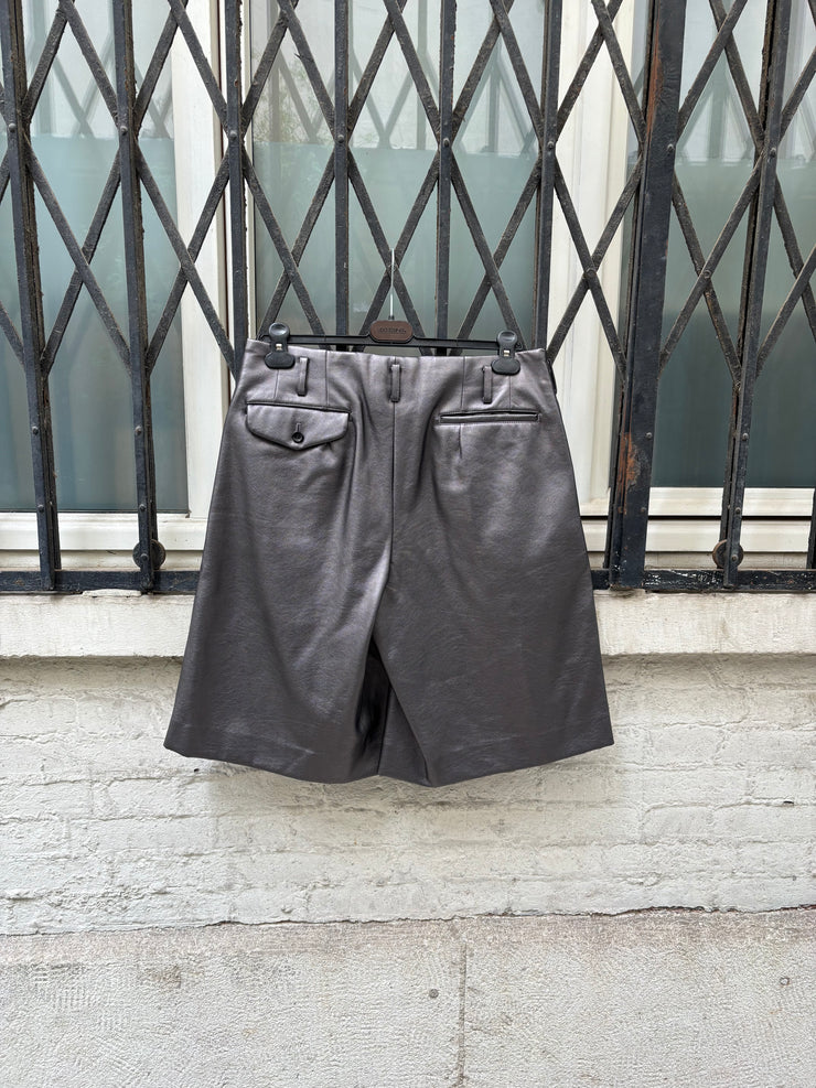 (New Arrival) COMME DES GARCONS HOMME PLUS - SS21 Metallic faux leather wide pleated shorts