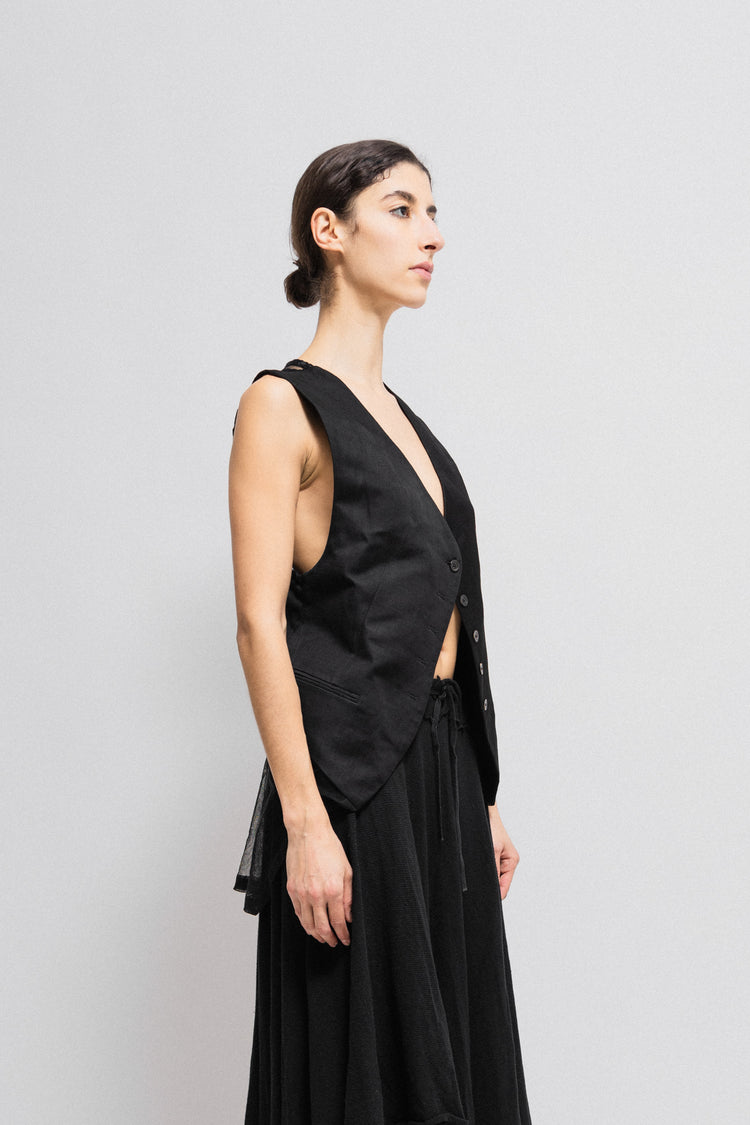ANN DEMEULEMEESTER - SS14 Button up vest with a mesh back and