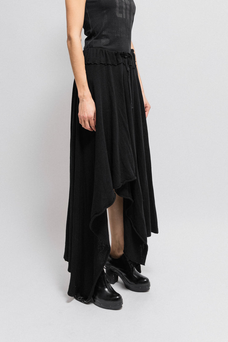 ALICE AUAA - Long cotton skirt with a slashed bottom and drawstring waist