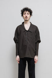 BLACKMEANS - Textured wool shirt with tight sleeves and buckle details