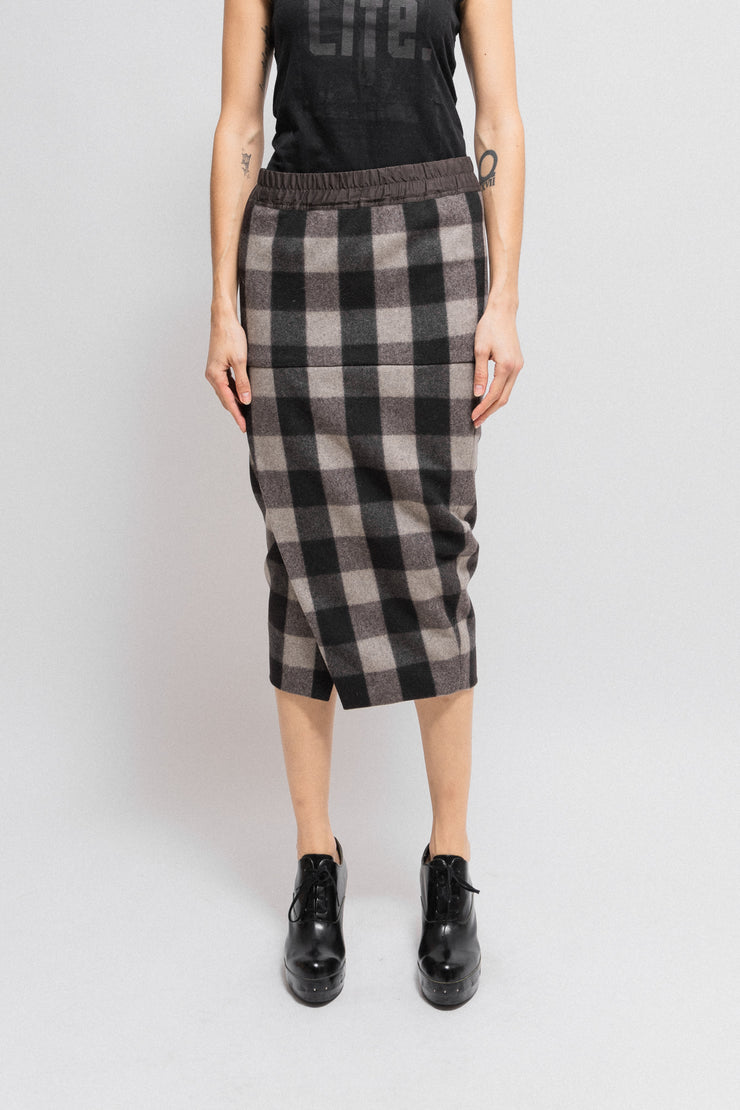 RICK OWENS - FW12 "MOUNTAIN" Wool and cashmere checkered pillar skirt