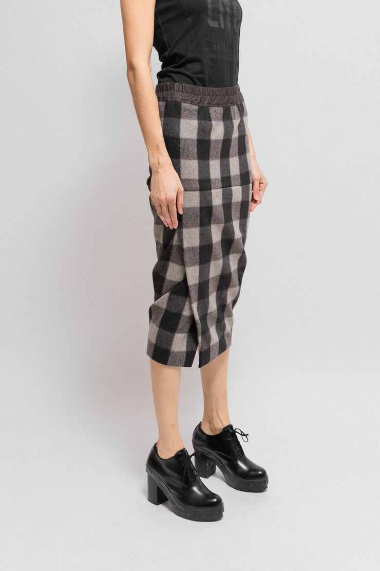 RICK OWENS - FW12 "MOUNTAIN" Wool and cashmere checkered pillar skirt