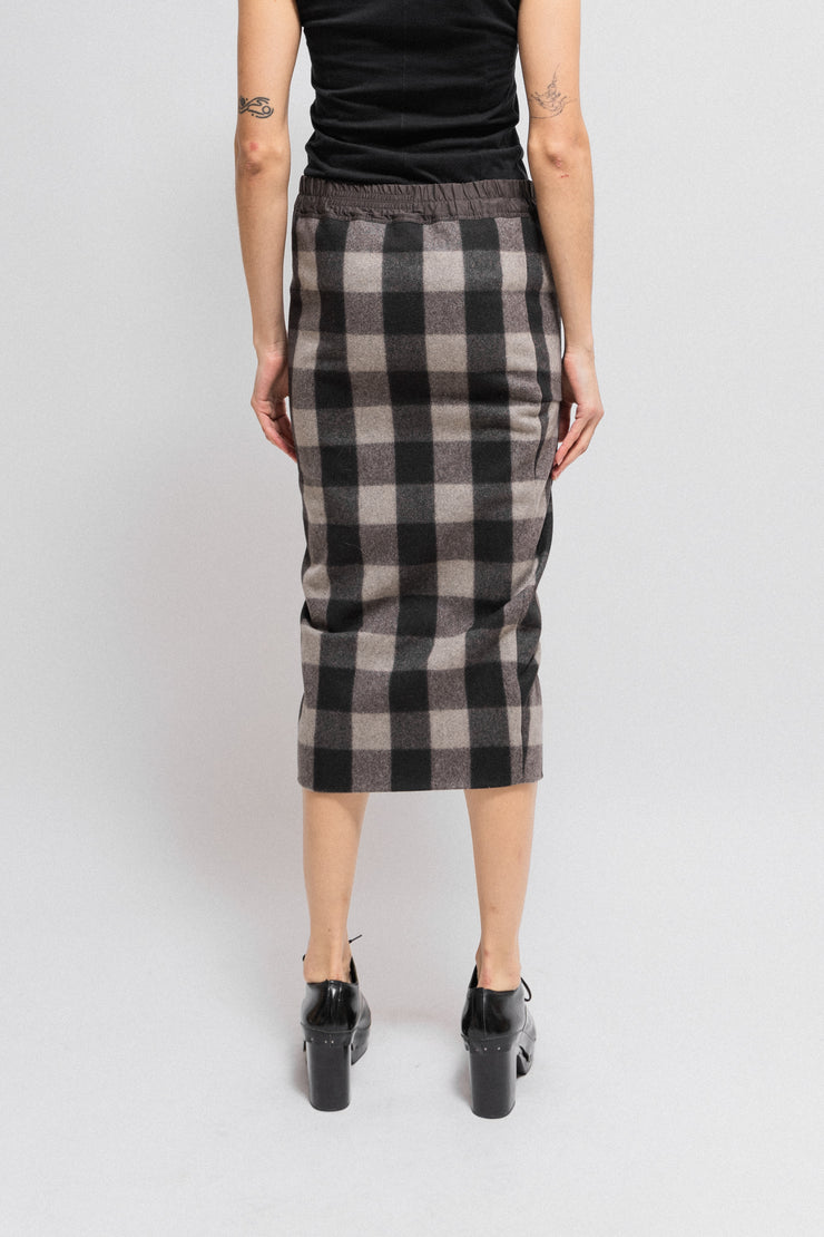 RICK OWENS - FW12 "MOUNTAIN" Wool and cashmere checkered pillar skirt