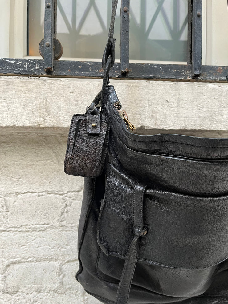 (New Arrival) CHRISTIAN PEAU - Large leather bag with travel tag detail