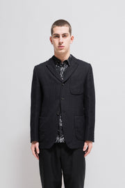 COMME DES GARCONS HOMME PLUS - SS02 "Destruction of the trad" Wool pinstripe jacket with big patch pockets