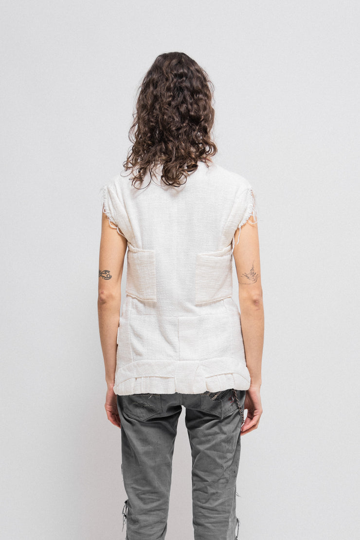 UNDERCOVER - SS03 "Scab" Cotton vest with faux sleeves and collar details (runway)