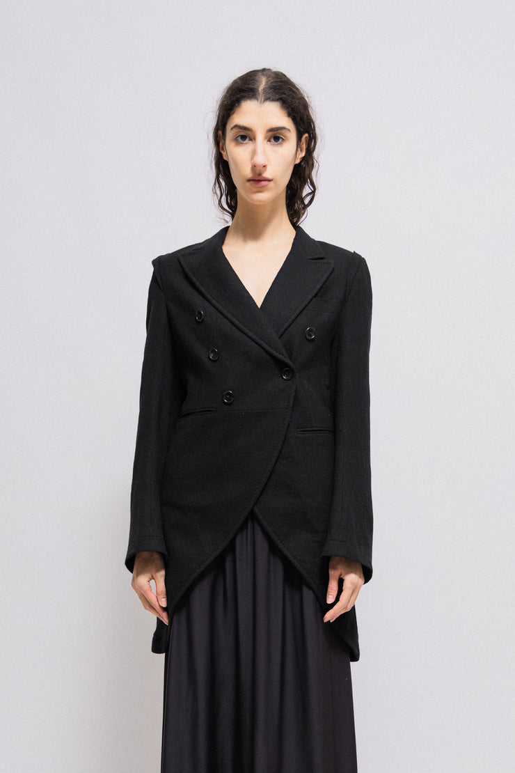 ANN DEMEULEMEESTER - Wool coat with a back tail
