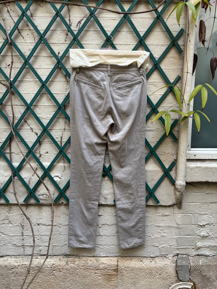 (New Arrival) UNDERCOVER - FW04 « But Beautiful » Grey cotton pants with floral lining (runway)