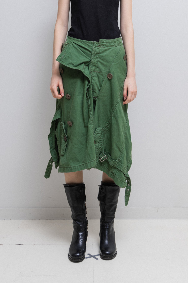 JUNYA WATANABE - SS06 Military cotton draped skirt with buttons and strap details