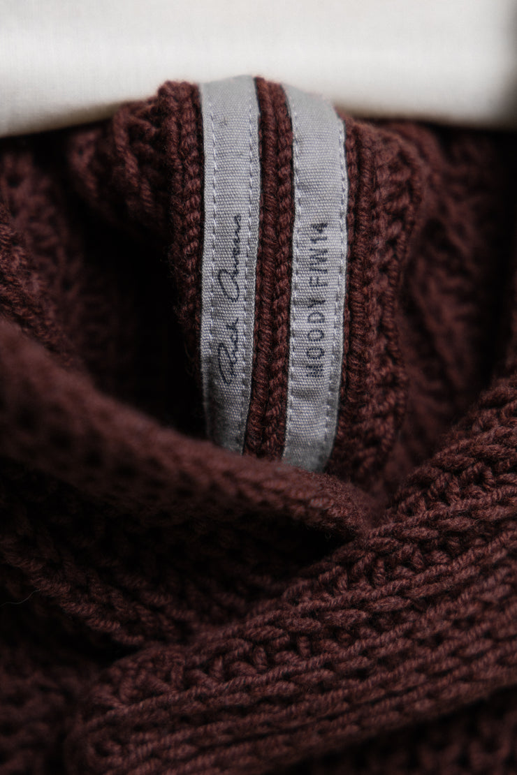 RICK OWENS - FW14 "MOODY" Virgin wool thick knitted hooded sweater