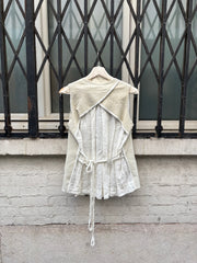 (New Arrival) ISAAC SELLAM - White leather vest with linen back and straps