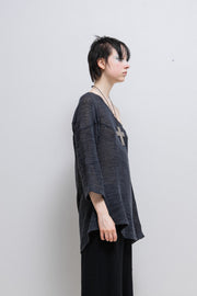 BLACKMEANS - Raw cut net cotton sweater